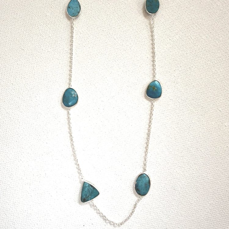 sterling silver and multi-shaped turquoise necklace
