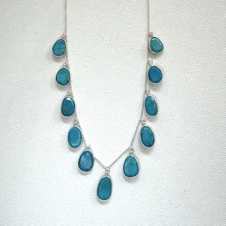 sterling silver and turquoise drops necklace