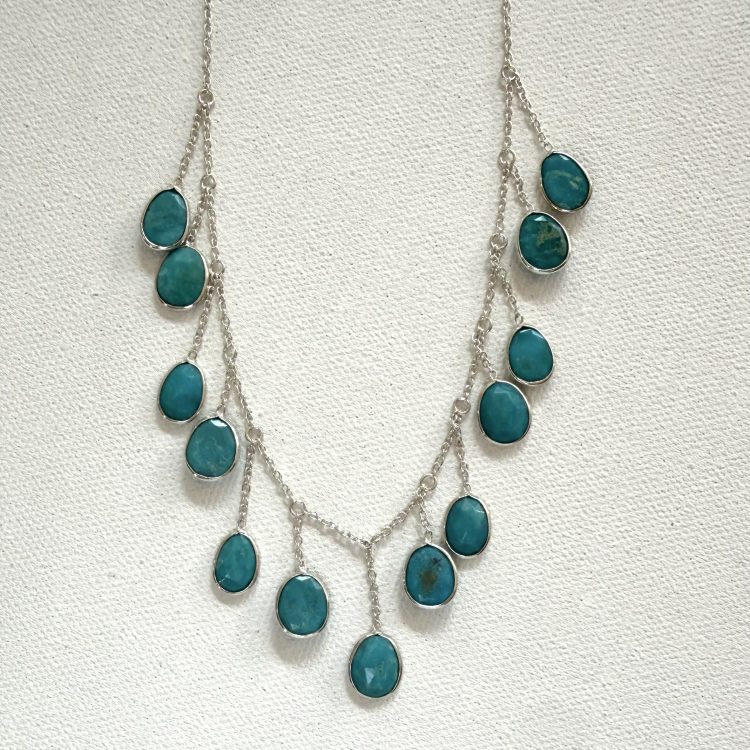 sterling silver and turquoise chain drops necklace