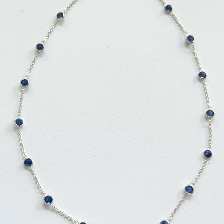 sterling silver chain and tanzanite necklace