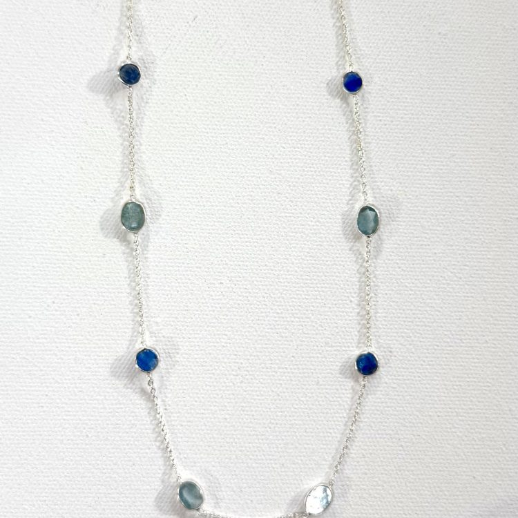 sterling silver chain and dark & light kyanite necklace