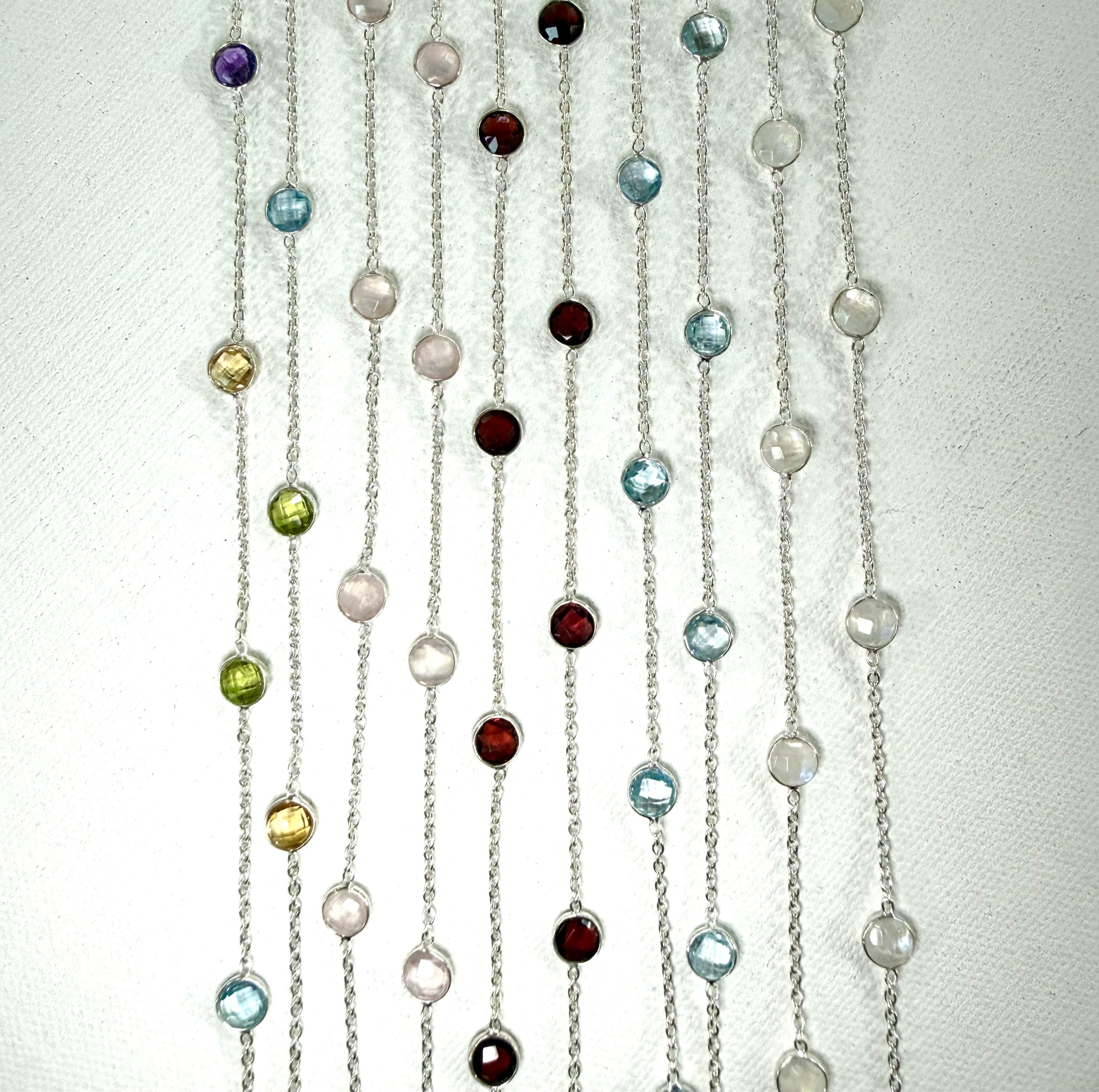 sterling silver and various gemstone long necklace - 95cm - Image 2