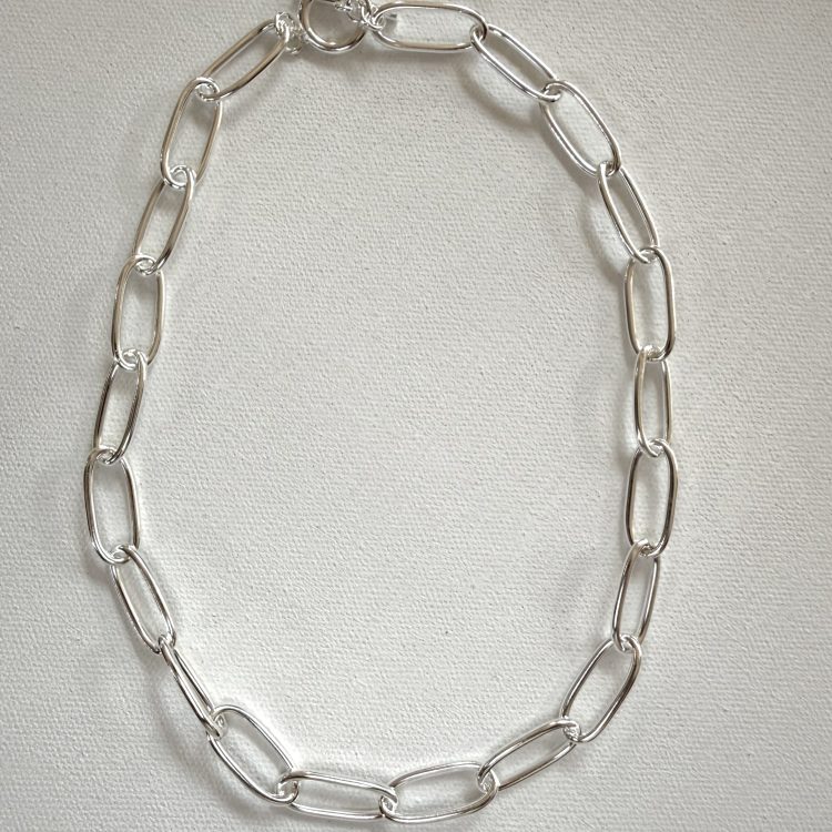 solid sterling silver large oval link necklace - 45cm