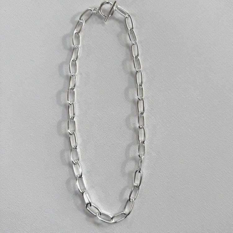 solid sterling silver medium oval link necklace – 45cm