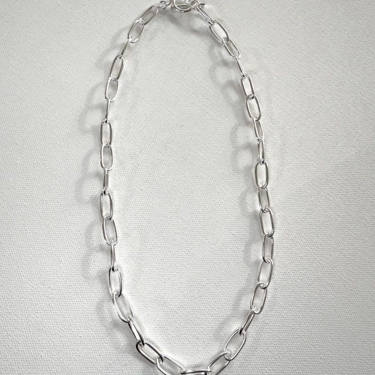 solid sterling silver medium oval link necklace - 50cm