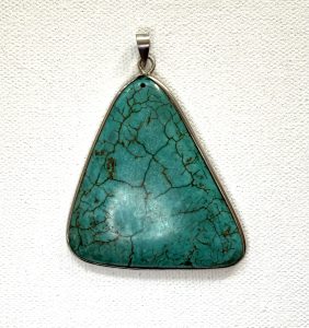 angular sterling silver and turquoise pendant