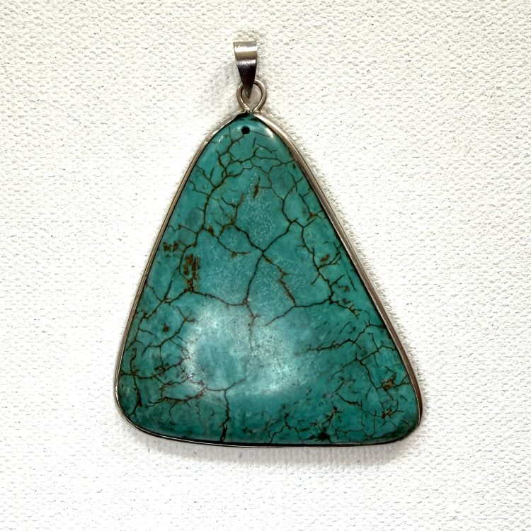 angular sterling silver and turquoise pendant