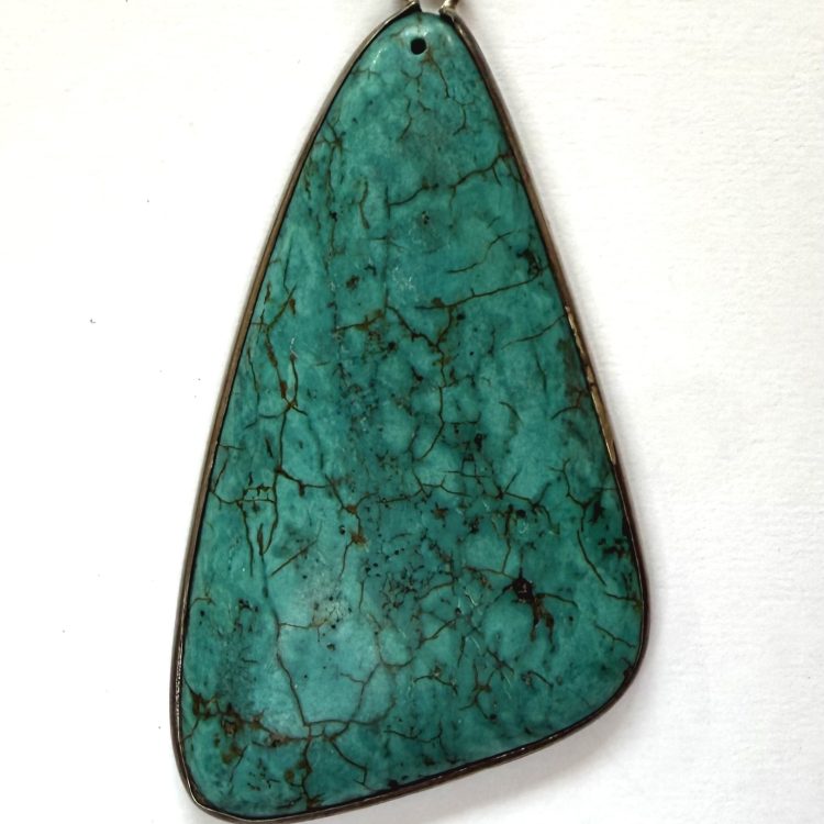 angular sterling silver and turquoise pendant