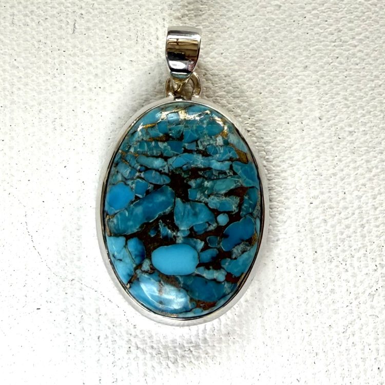 medium oval copper turquoise pendant