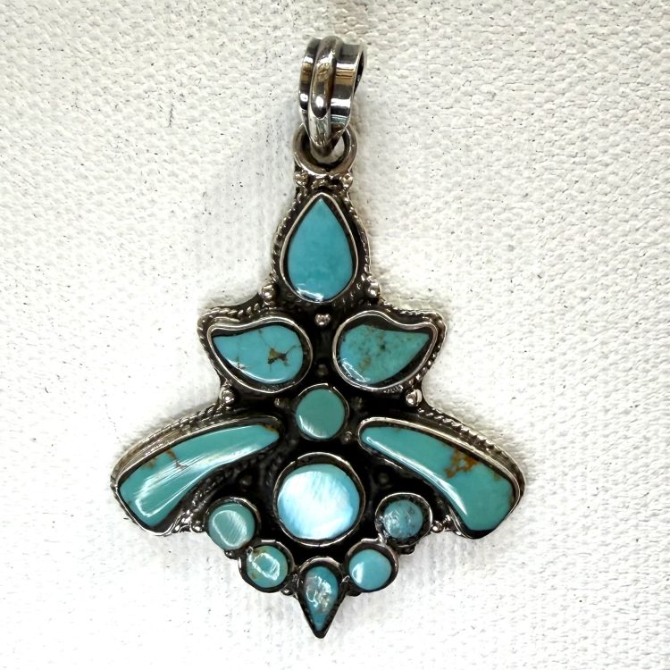 ethnic sterling silver and turquoise pendant
