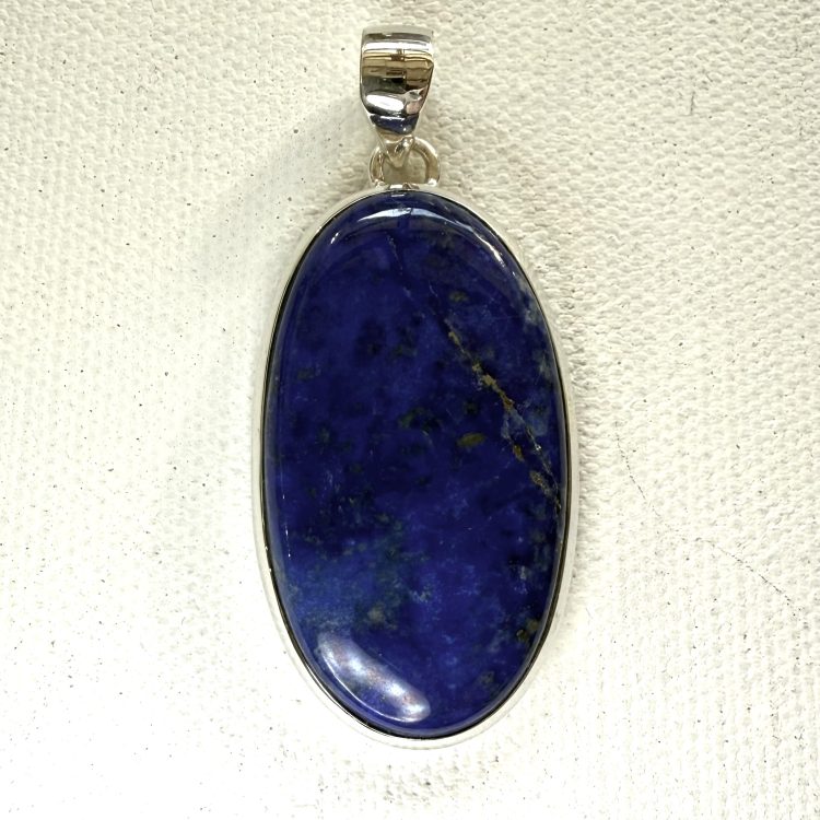 oval sterling silver and lapis lazuli pendant