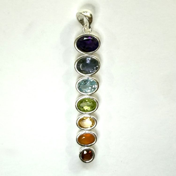 sterling silver and faceted chakra gemstone pendant