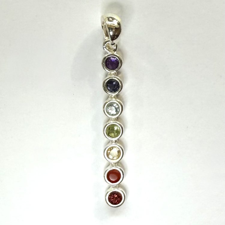 sterling silver and faceted chakra gemstone pendant