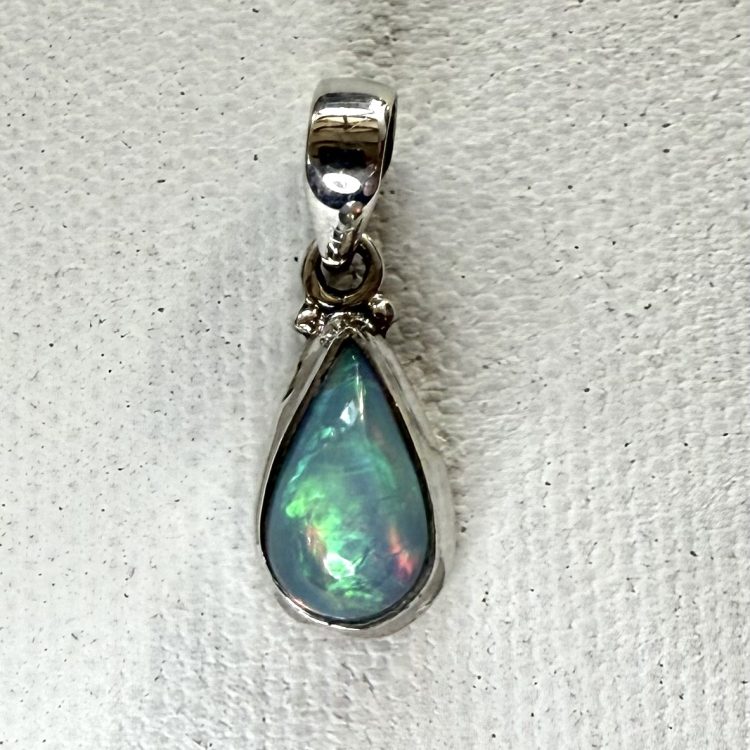 teardrop sterling silver and ethiopian opal pendant