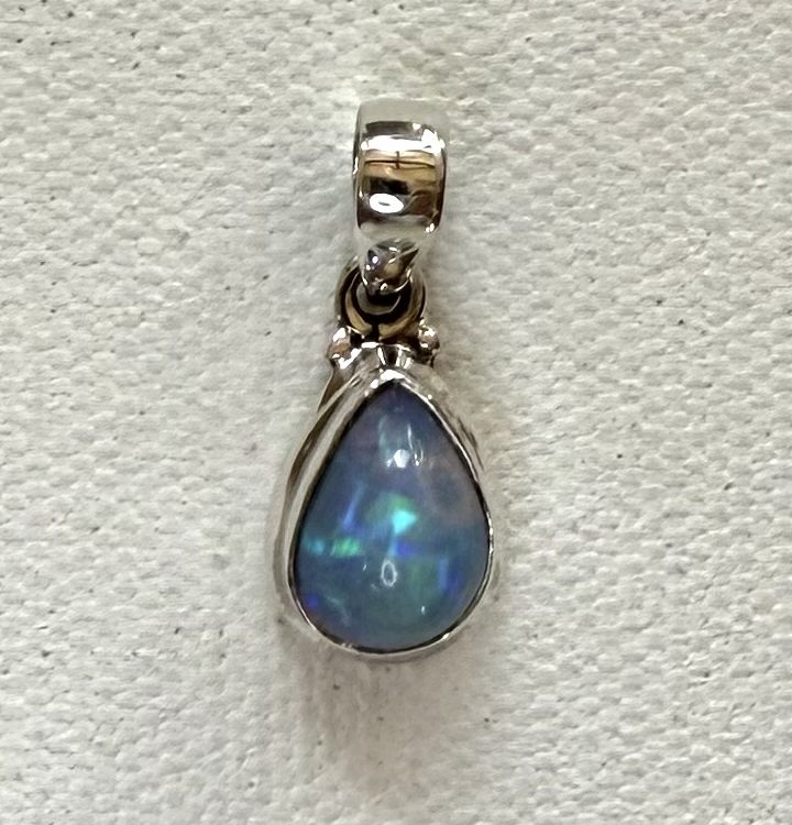 teardrop sterling silver and ethiopian opal pendant