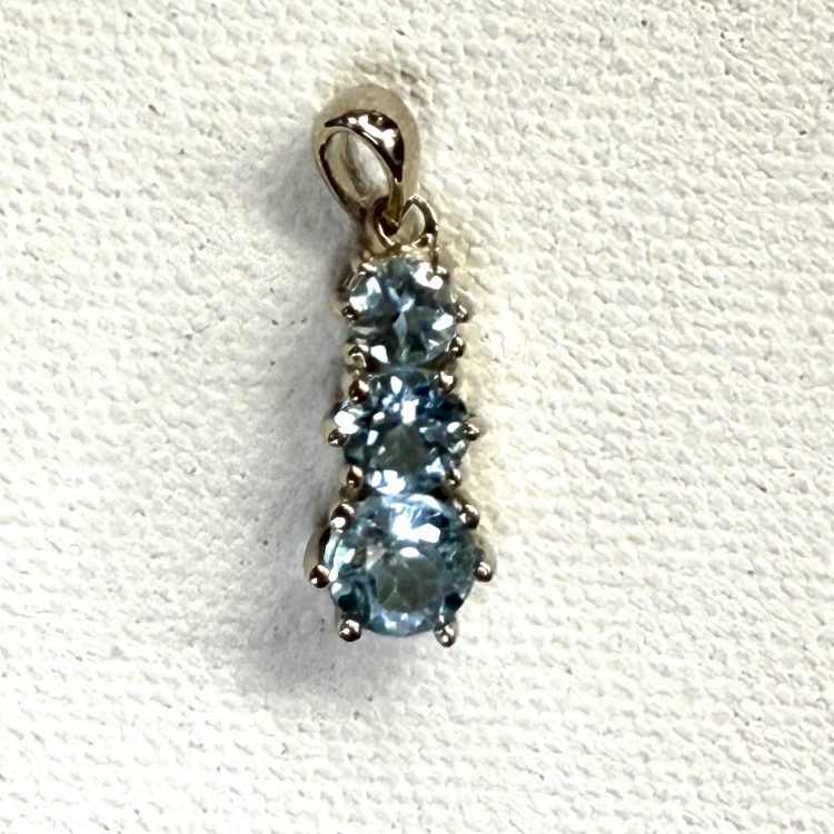 sterling silver and 3 blue topaz gem pendant