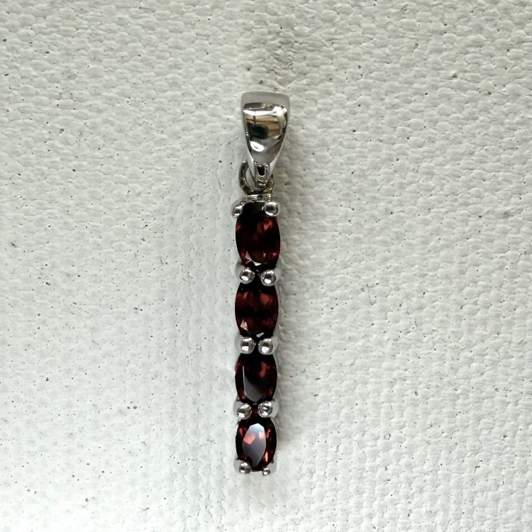 sterling silver 4 oval garnet drop pendant