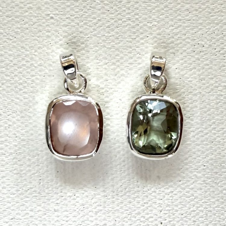 sterling silver and various faceted rectangular gemstone pendant