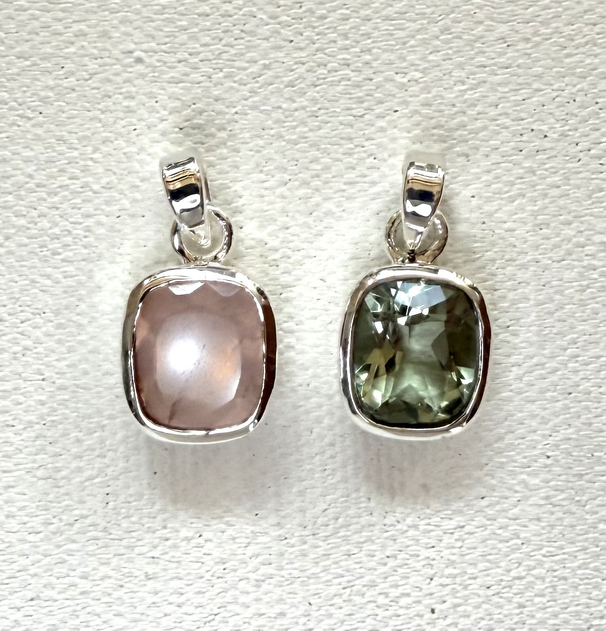 sterling silver and various faceted rectangular gemstone pendant
