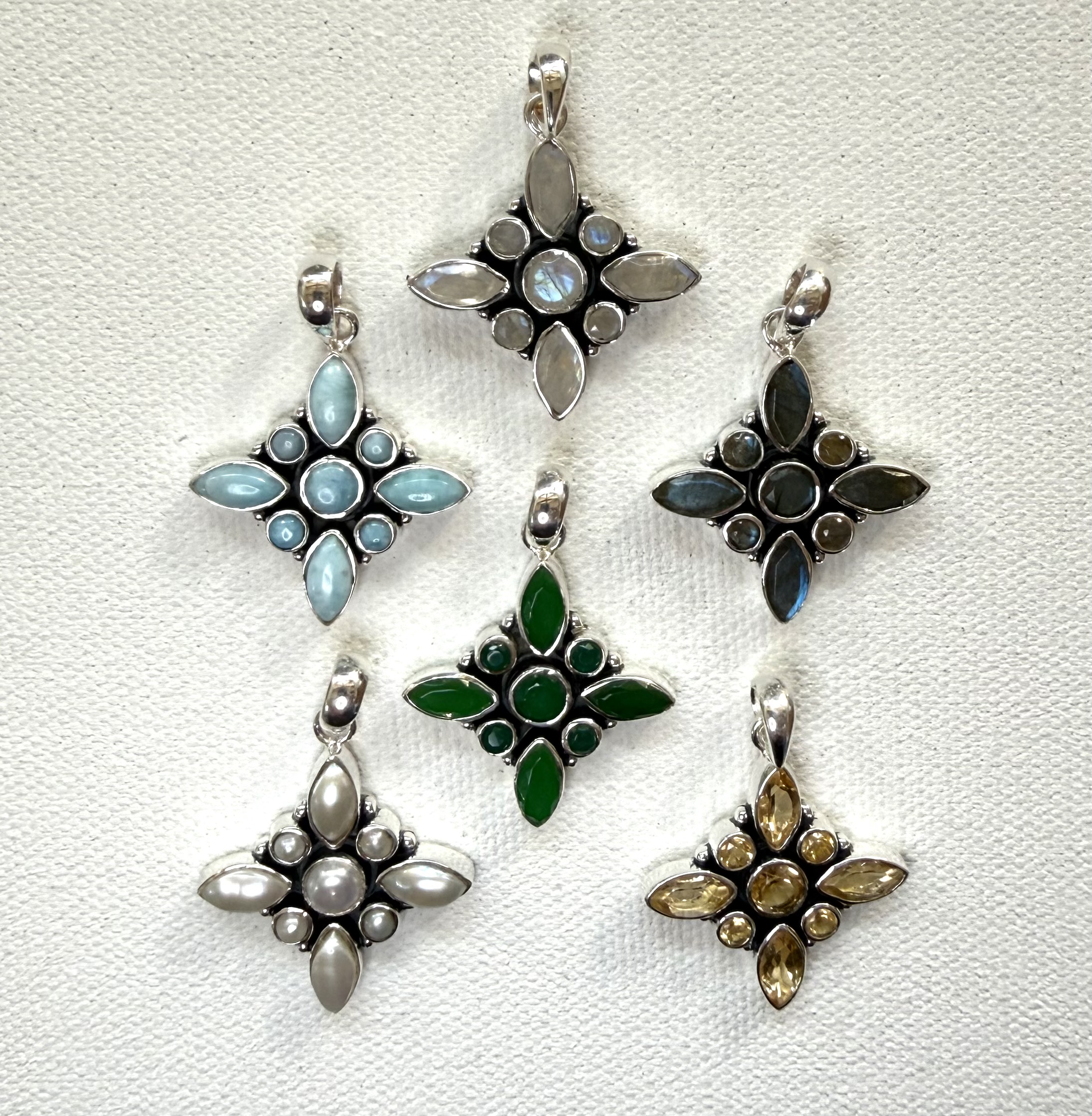 sterling silver and various gemstone pendant