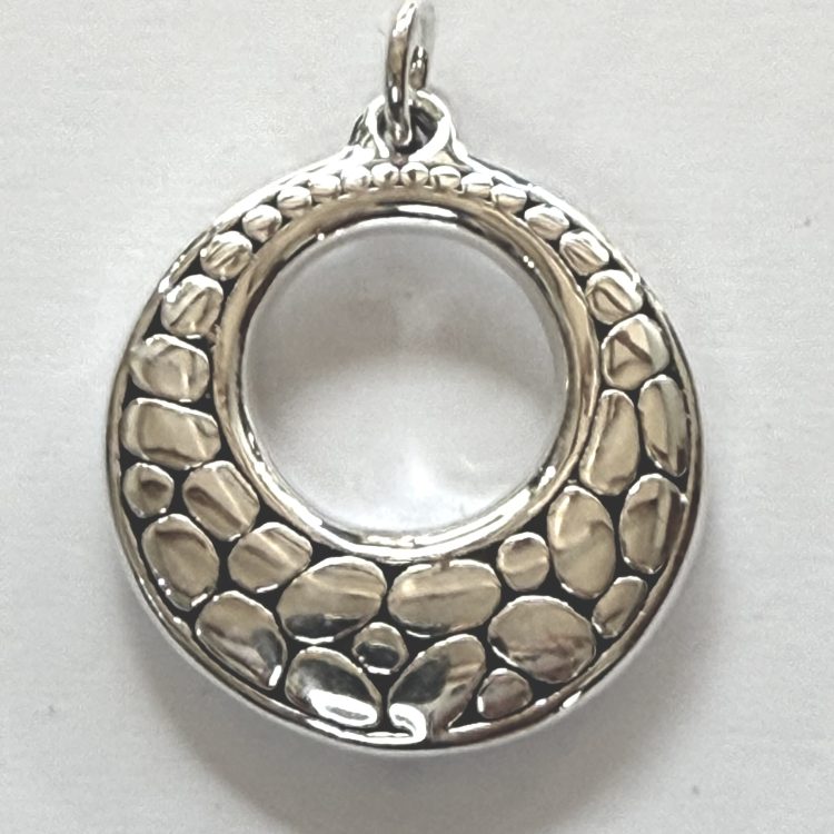 sterling silver electroformed pebbled design pendant