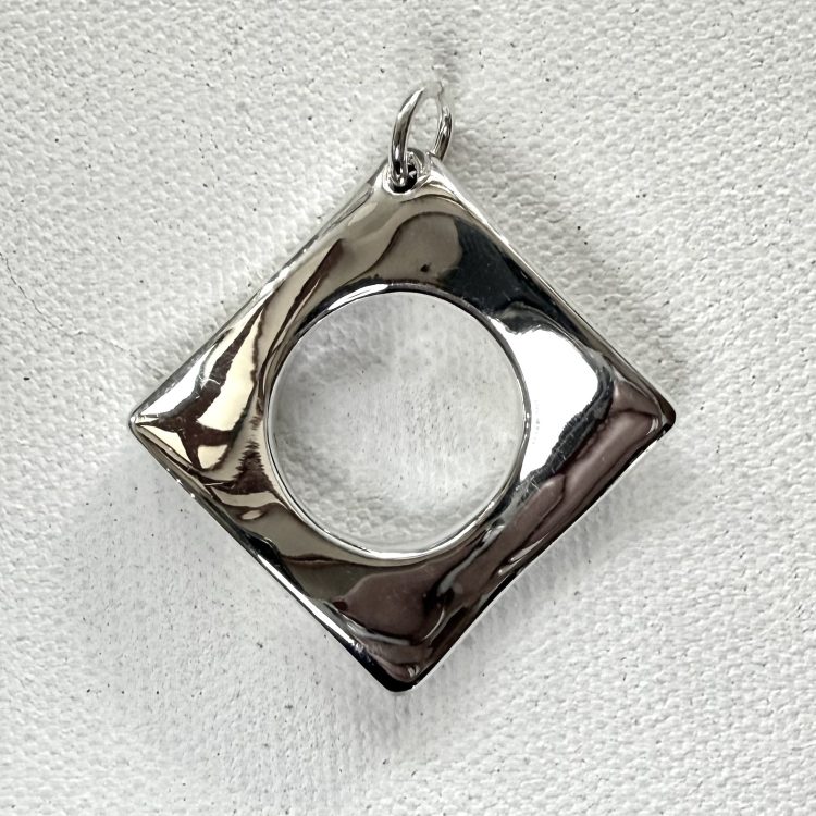 sterling silver wavy electroformed square pendant