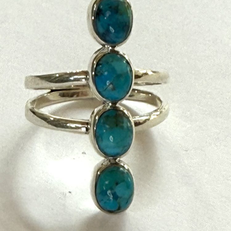 sterling silver 4 stone turquoise ring