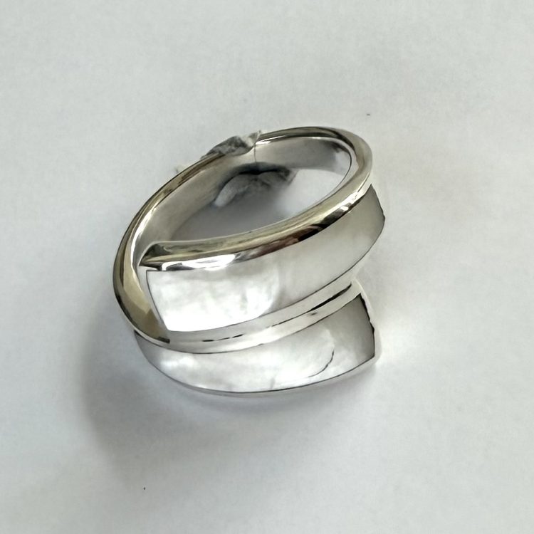 sterling silver and mother of pearl wrap around ring