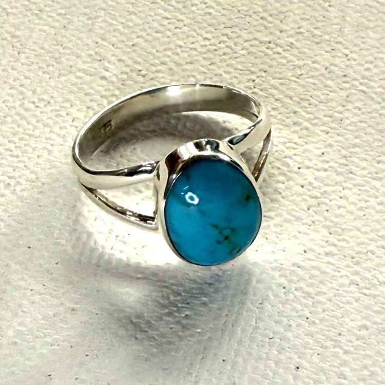 teardrop sterling silver and turquoise ring