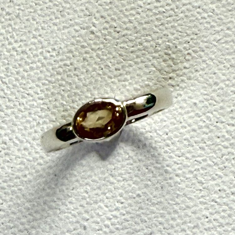 small oval sterling silver faceted citrine ring