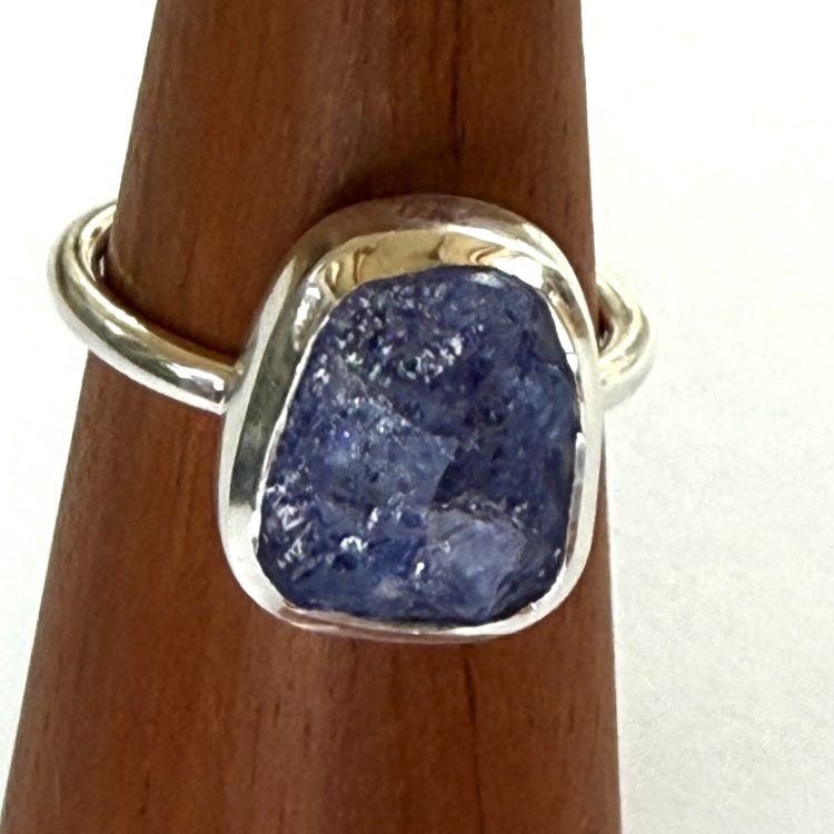 sterling silver raw tanzanite ring