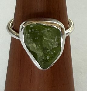 sterling silver raw prehnite ring
