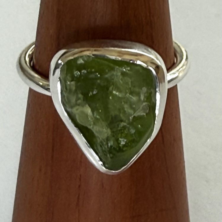 sterling silver raw prehnite ring
