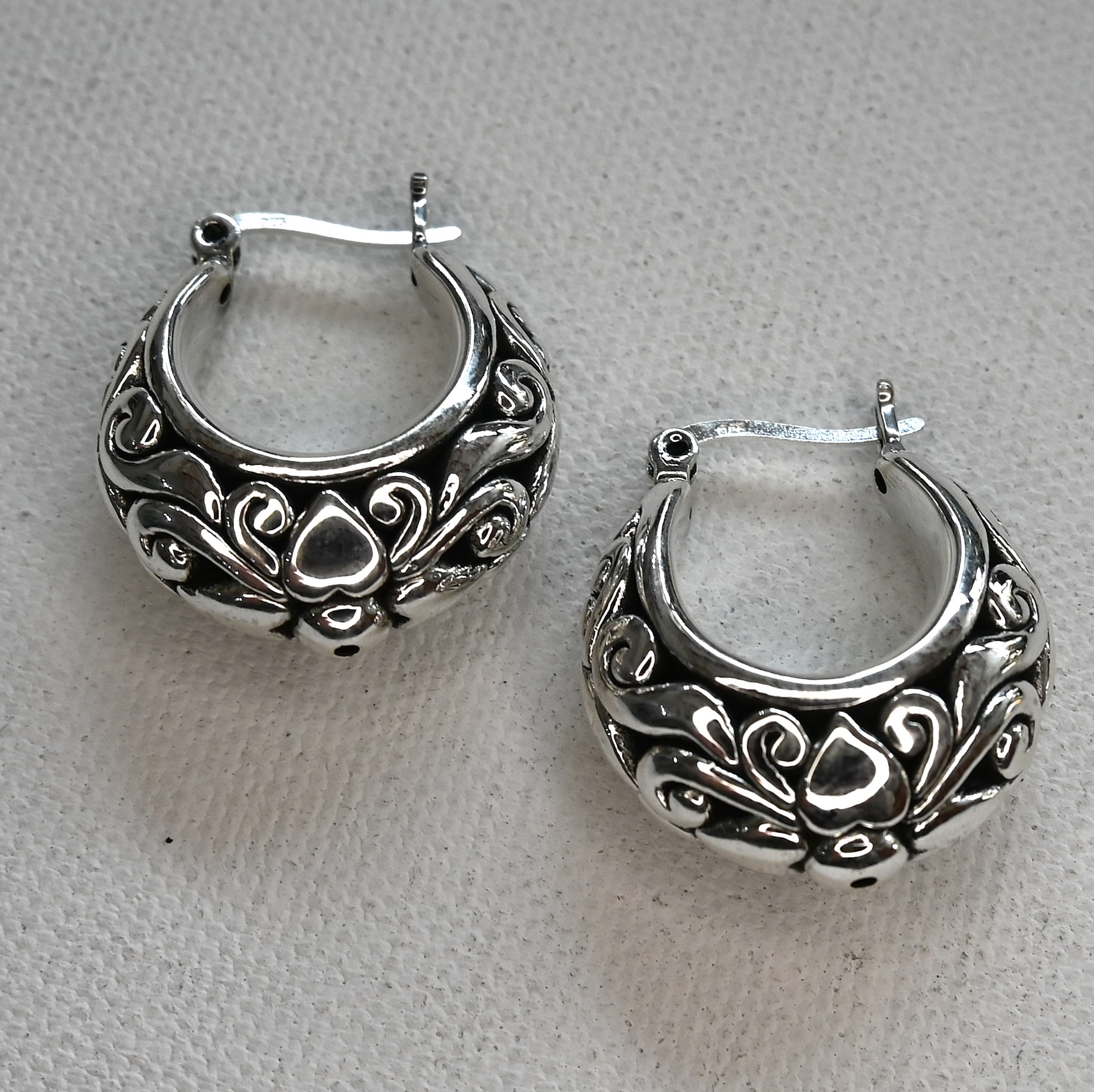 large sterling silver electroformed filigree hoop earrings