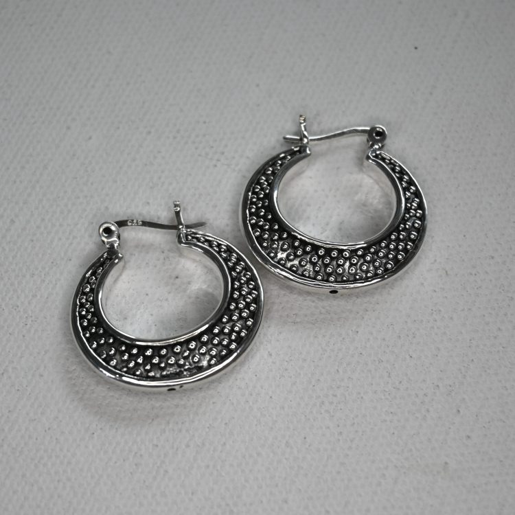 sterling silver dotted detail hoop earrings
