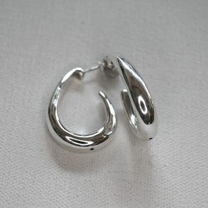 sterling silver teardrop shaped hoop stud earrings