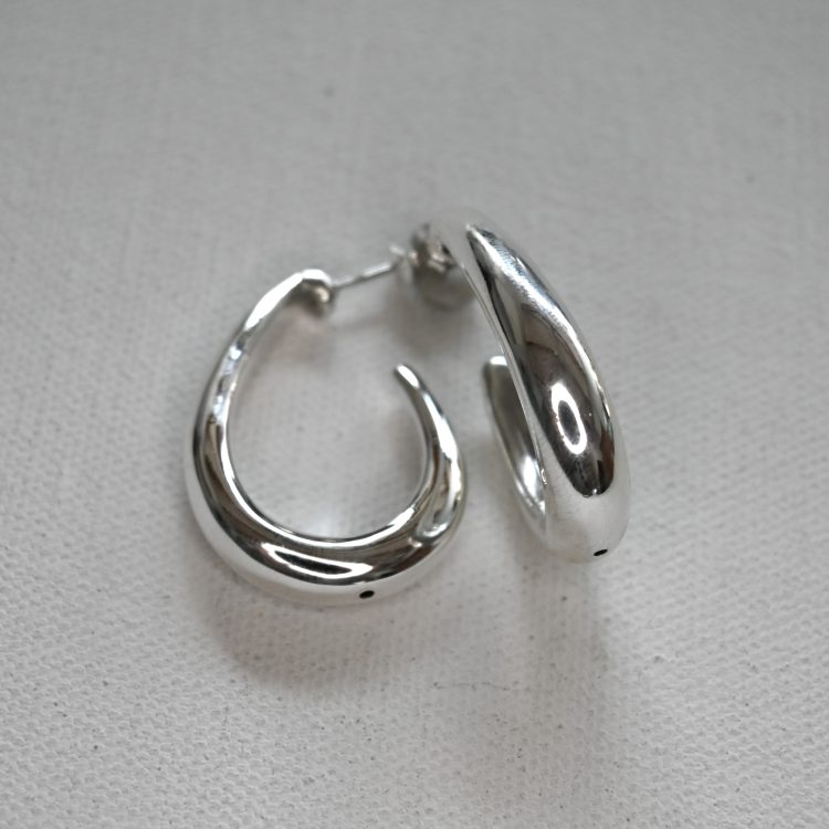 sterling silver teardrop shaped hoop stud earrings