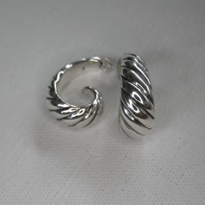 sterling silver teardrop shaped twist detail hoop stud earrings