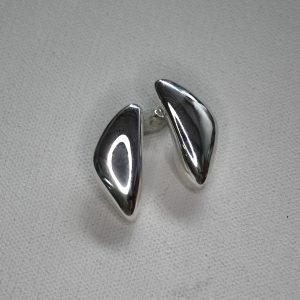 sterling silver modern angular electroformed stud earrings