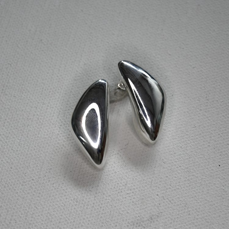 sterling silver modern angular electroformed stud earrings
