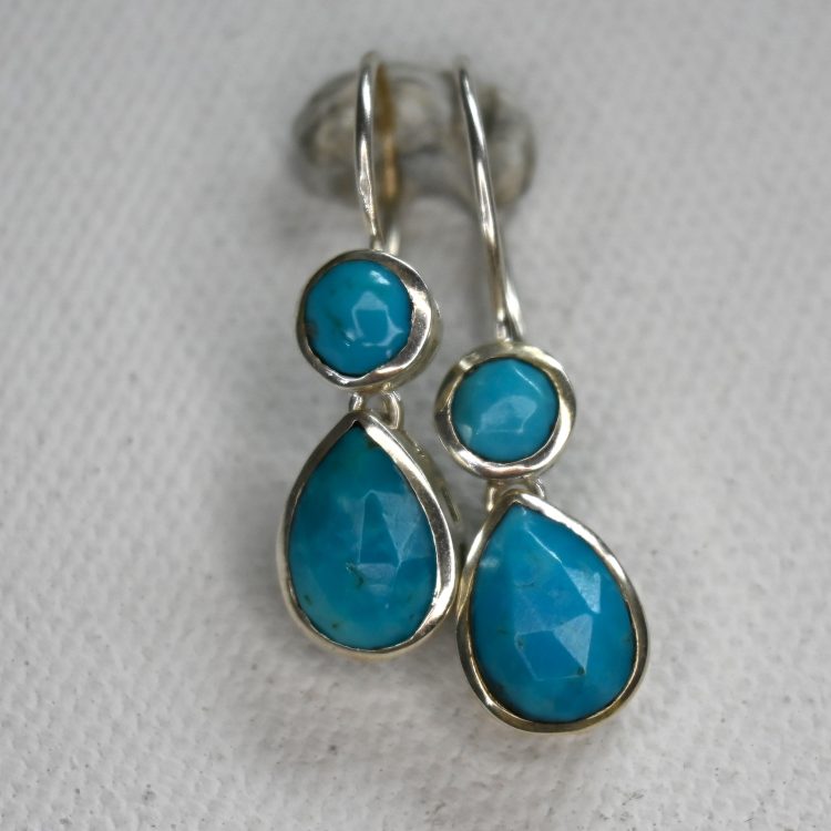 sterling silver and turquoise double drop earrings