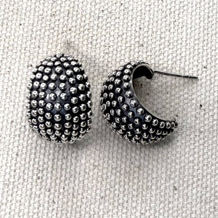 sterling silver studded hoop stud earrings