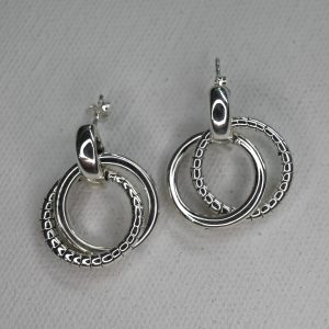 sterling silver double textured ring stud earrings