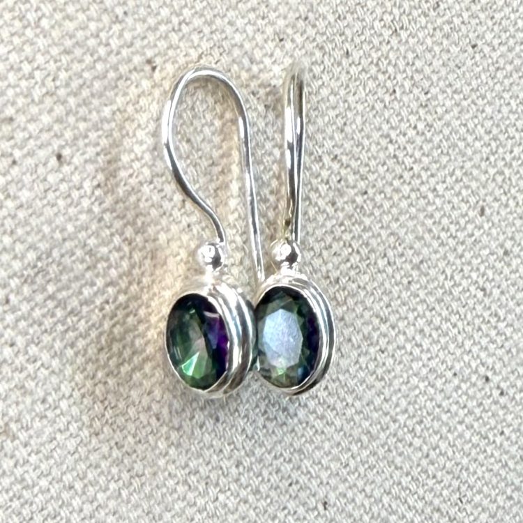 sterling silver and faceted mystic quartz drop earrings