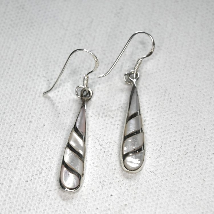 sterling silver and mother of pearl modern drop earrings