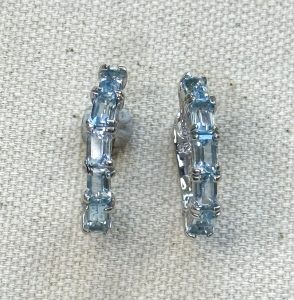 sterling silver and 5 blue topaz gemstone earrings with lock clasp