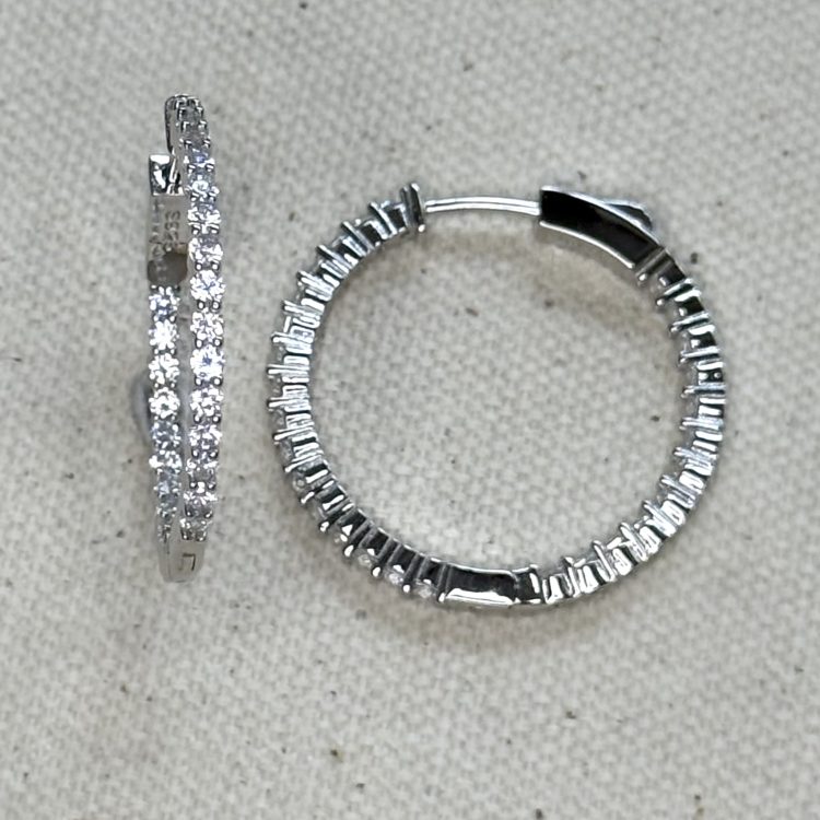 sterling silver and cubic zirconia hoops earrings
