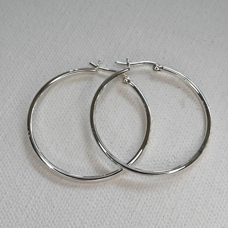 sterling silver medium thin hoop earrings