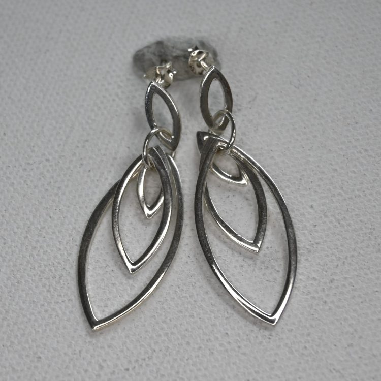 sterling silver 4 part elliptical stud earrings