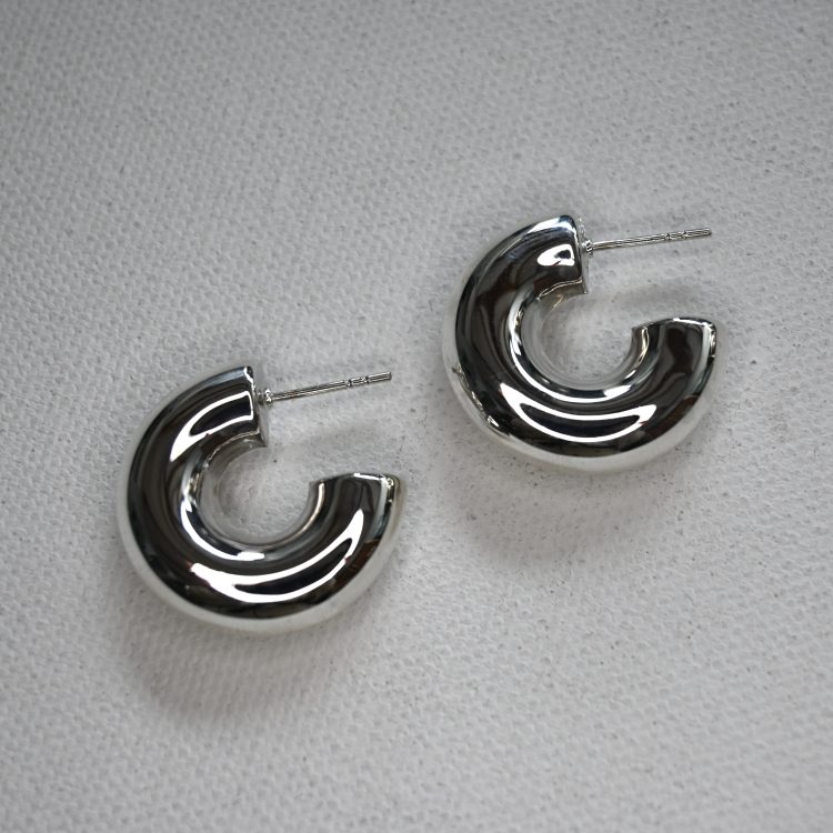sterling silver small chunky hoop stud earrings